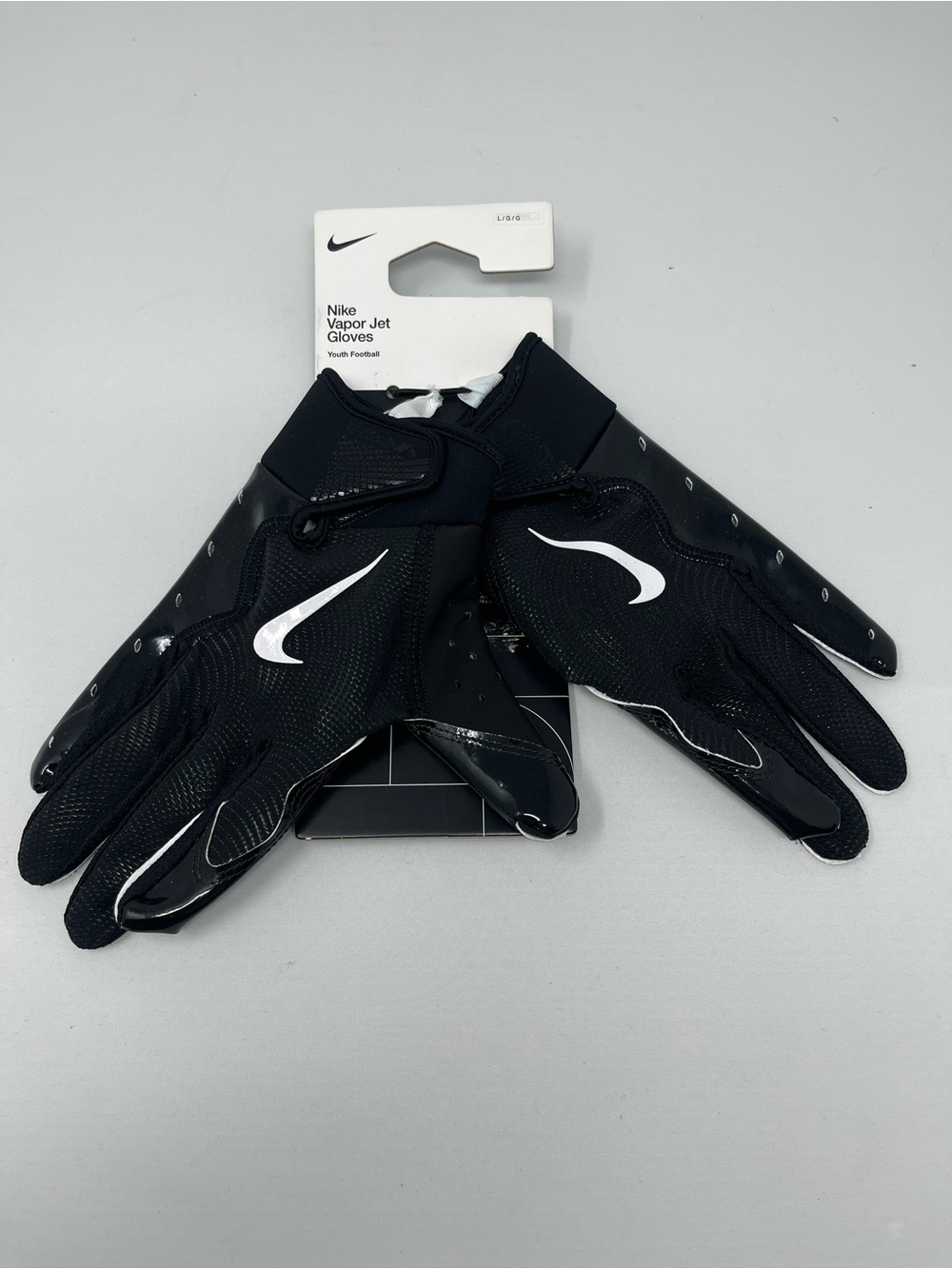 Nike Vapor Jet 8.0 Youth Football Gloves Black White Size Large L L/G New